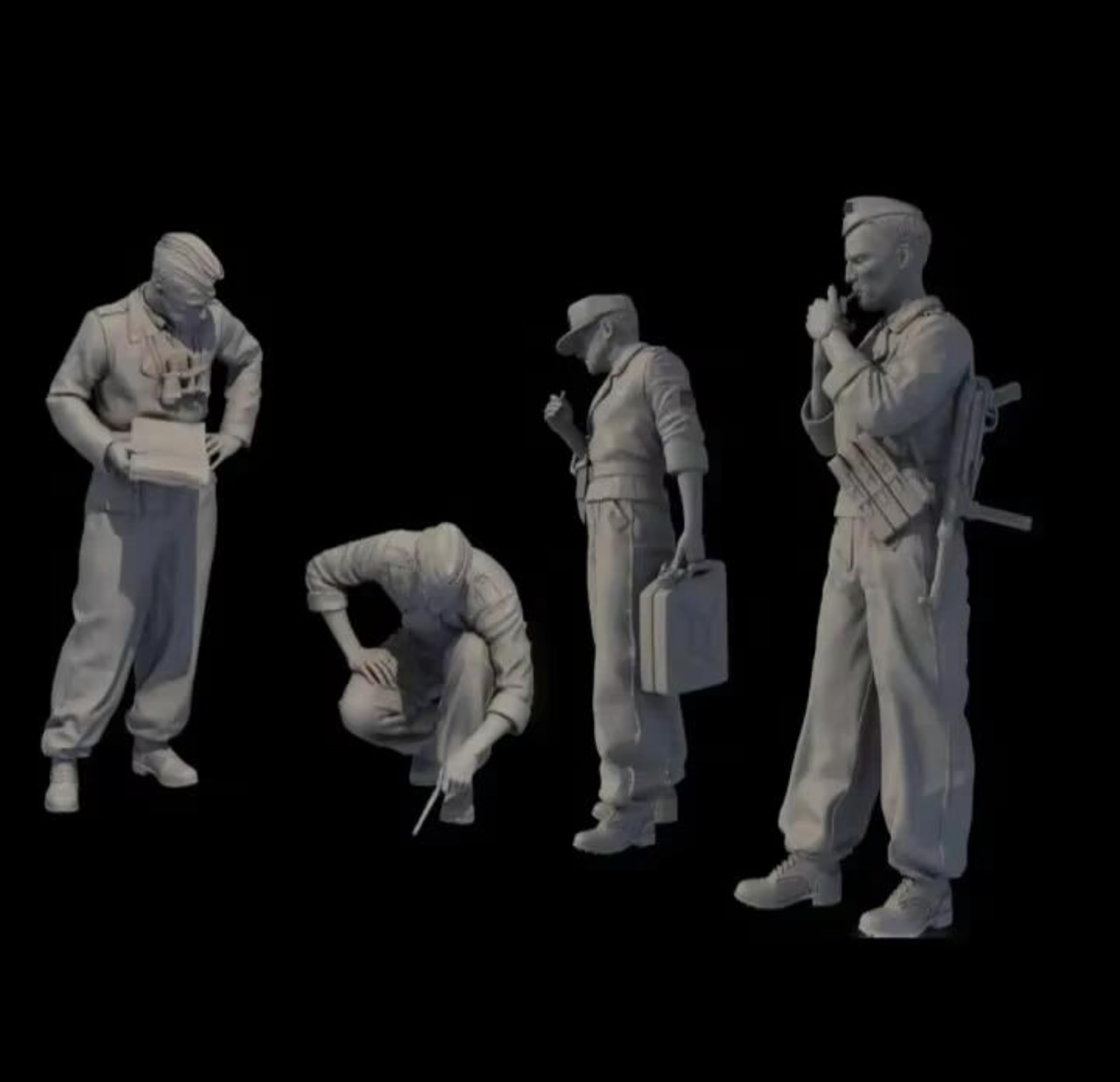 TRUEGRIS 1/35 WWII German Tank Soldier Resin Model Kit Unpainted and Unassembled (4 people, no tank) //k5w3J9