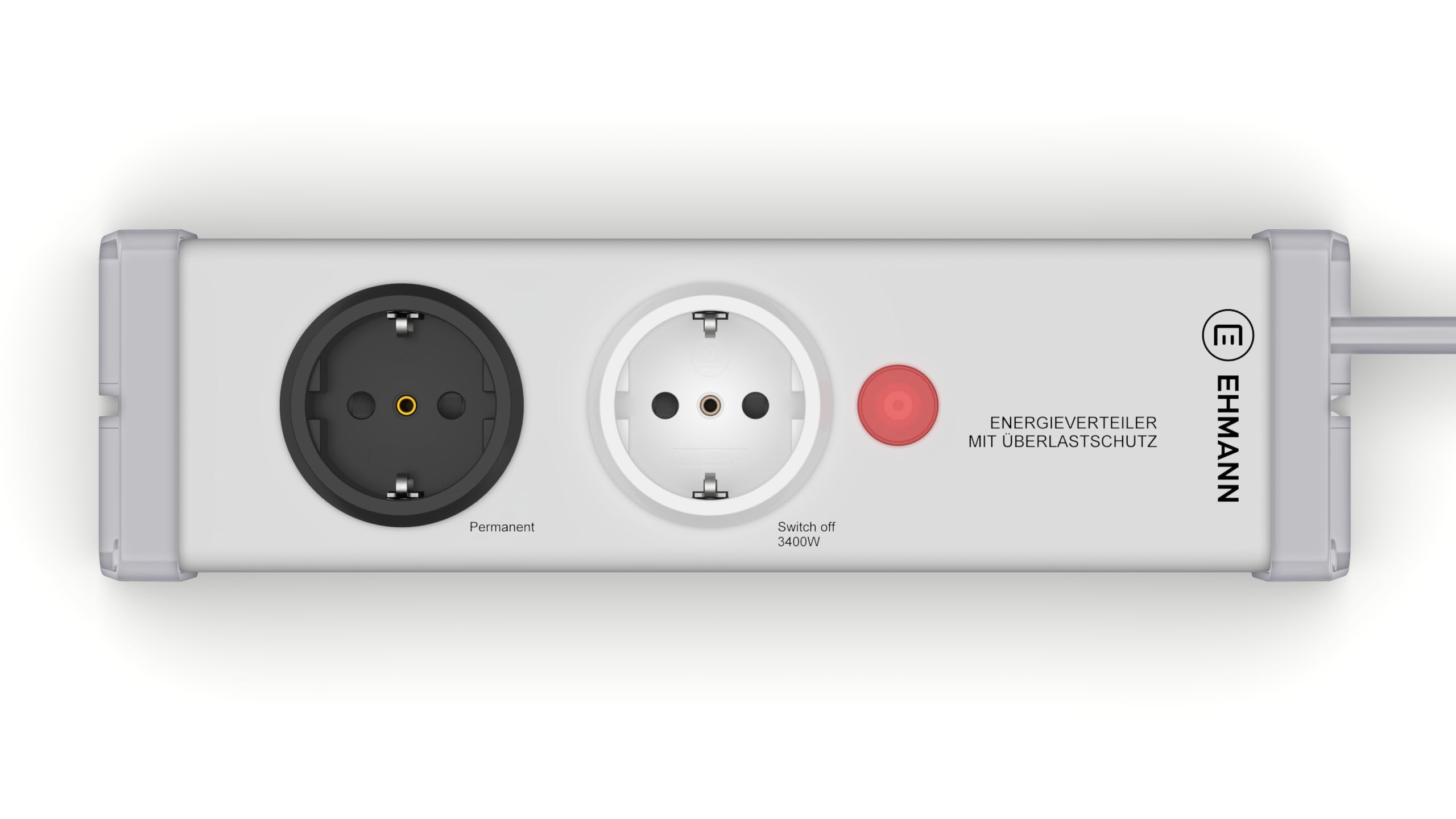 Powermanager Energieverteiler Steckdose Made in Germany – Überlastungsschutz Steckdosenleiste ermöglicht gleichzeitigen Betrieb von 2 Geräten mit hohem Energieverbrauch an einem Stromkreis