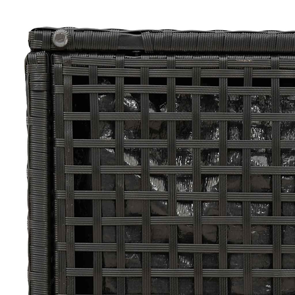 Taboret ogrodowy z poduszką, zestaw 2 szt., czarny, 40 x 40 x 43 cm, z polirattanu PE, rattan, taboret do siedzenia z miejscem do przechowywania i wodoodpornym workiem