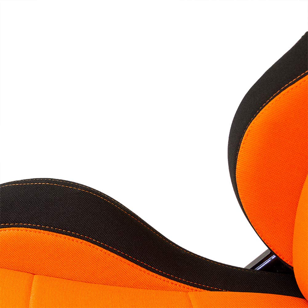 AUTO-STYLE Sportsitze 'Eco' - Schwarz/Orange - Doppelseitig Verstellbare Rückenlehne - inkl. Laufschienen