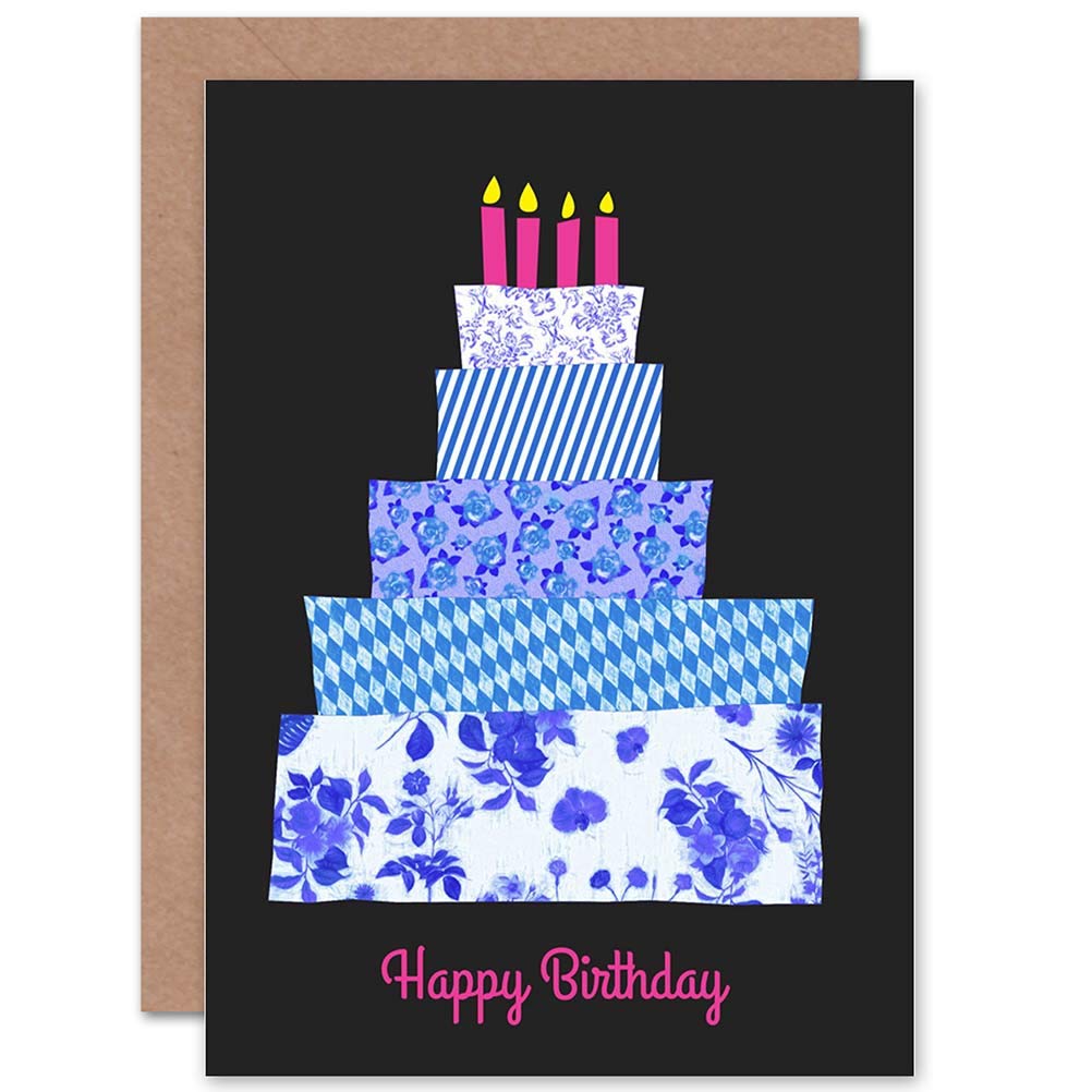 Wee Blue Coo Card Birthday Happy Decorated Cake Gift Size 17.5