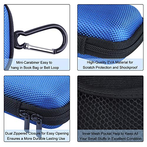 Electronic Organizer Case, 2Pack Portable Clamshell Headphones Cover, Storage Bag Pouch With Metal Carabiner Clip For Usb Cable, Charger, Earphones, Memory Cards, U Disk, Lens Filter, Keys, Coins,Blue #TOP5