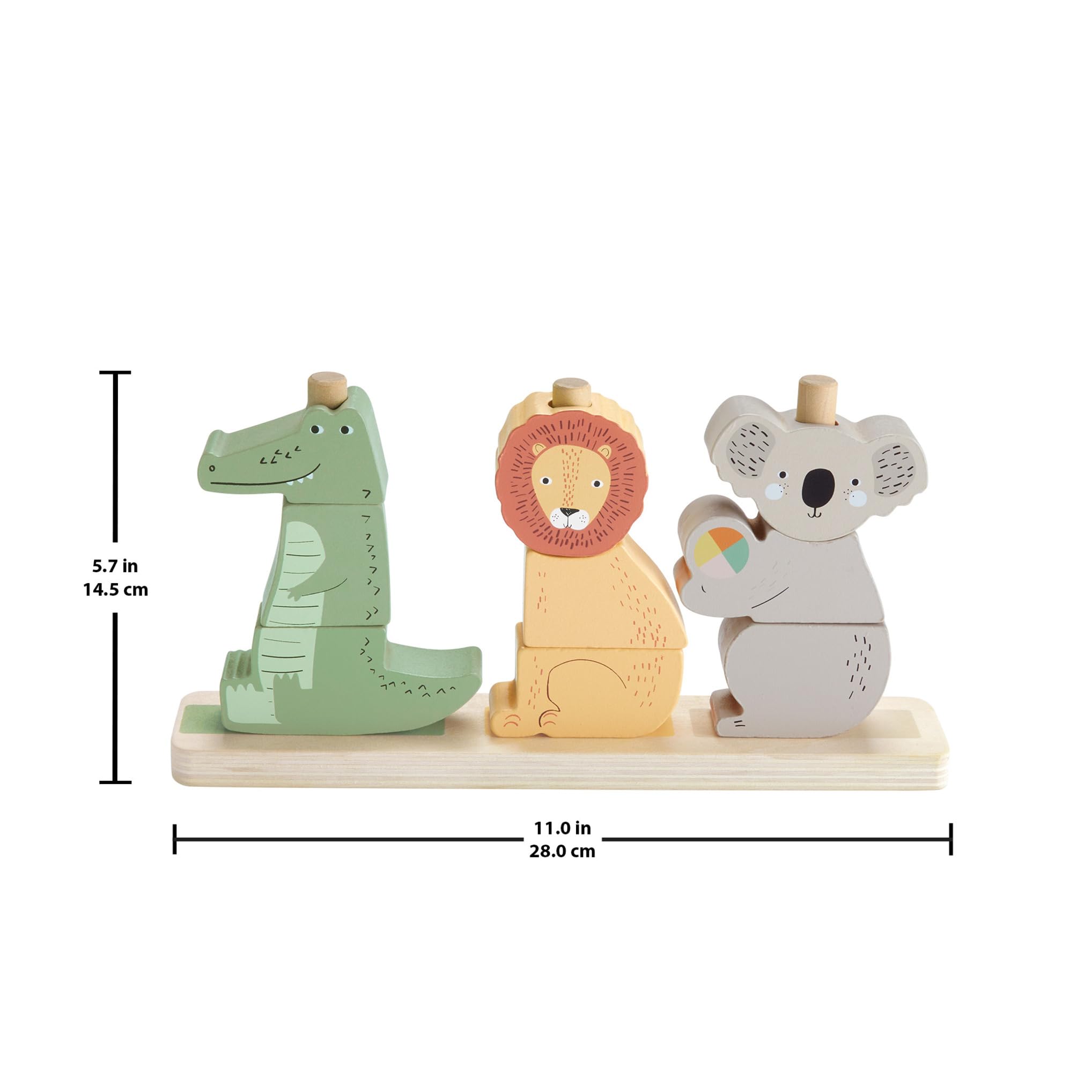 Fisher-Price Bloques apilables con forma de animales (koala, león y cocodrilo), 10 piezas fabricadas con material certificado FSC, juego inspirado en Montessori, para bebés +12 meses (HXV04) — view 6