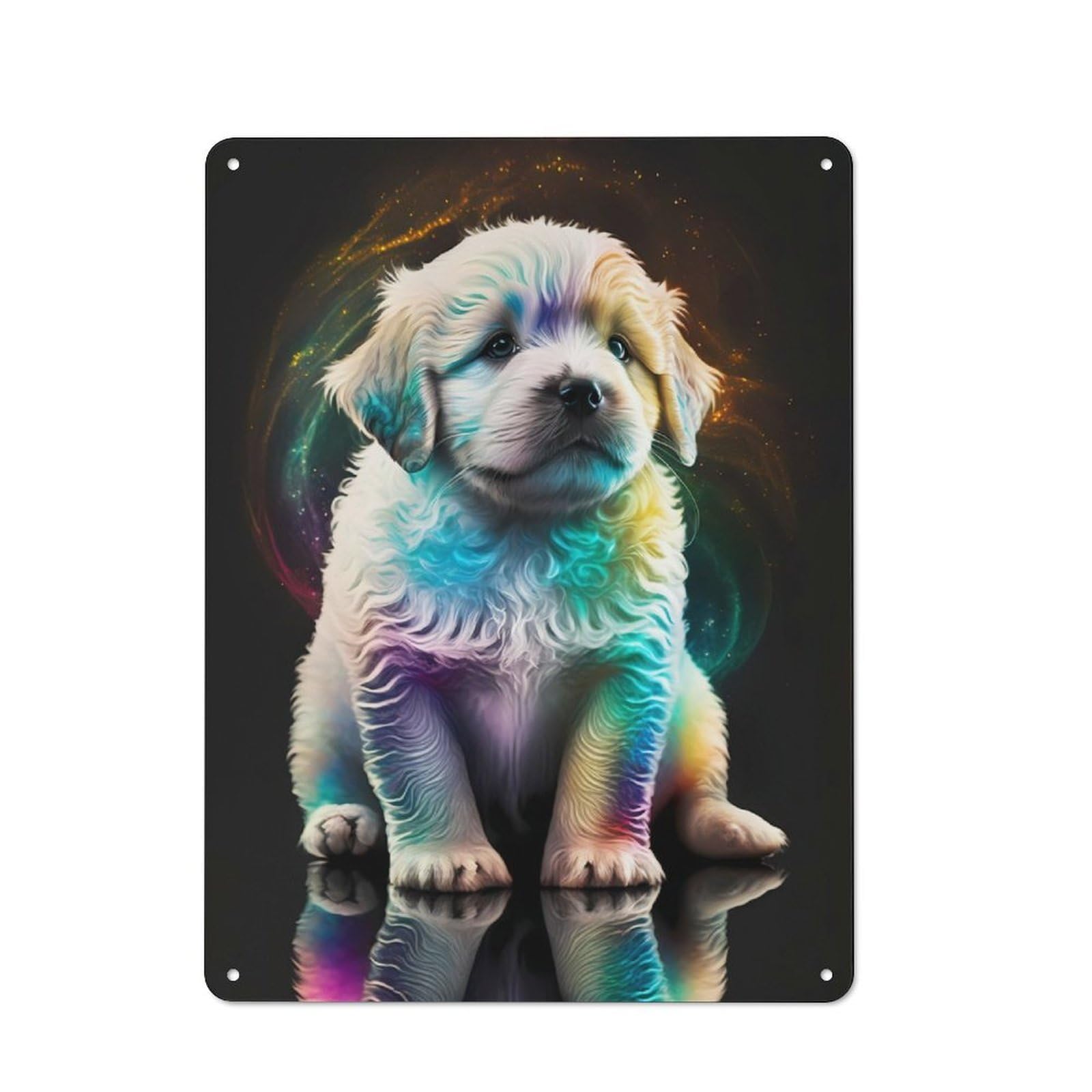 Junmoney Cute Colorful Puppy For Garden Room Or Summerhouse, Rustic Tin Sign 40X30cm, Tin Sign Wall Decor For Garden Rooms And Summerhouses