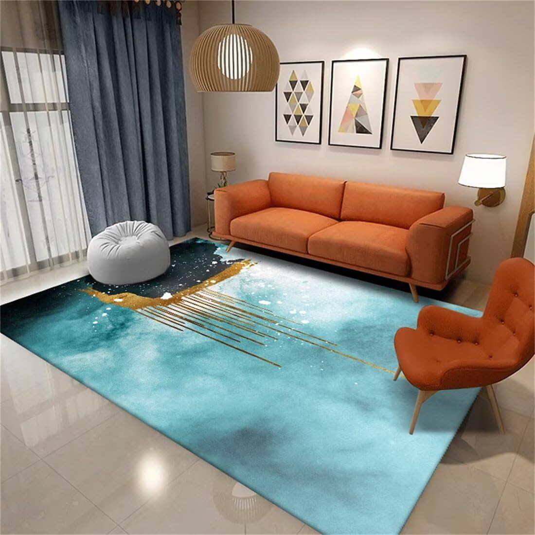 Tapis de zone bleu facile à nettoyer pour sol de chambre de jeunes