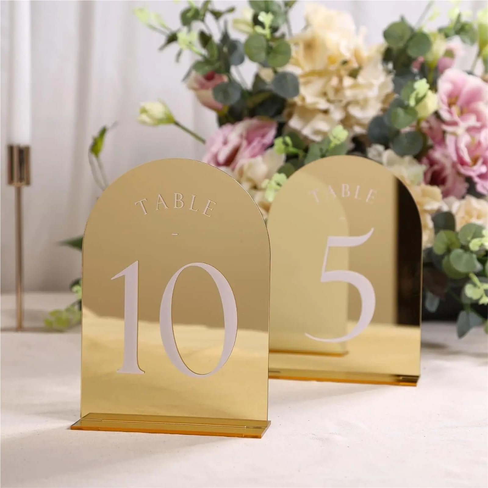 PortanúMeros De Mesa Gold Mirror Acrylic Table Numbers Wedding Signs Signage Decor with Stand PosanúMeros Para Boda(TABLE 1-20)