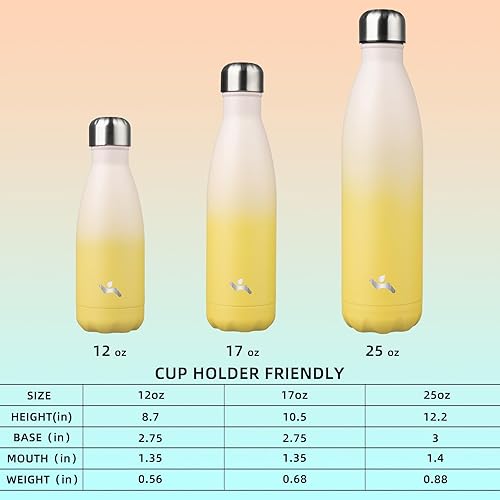 Miniatura 4 de Botellas de agua aisladas, 25 onzas, doble pared de acero inoxidable, termo de metal Vacumm para viajes deportivos, limón
