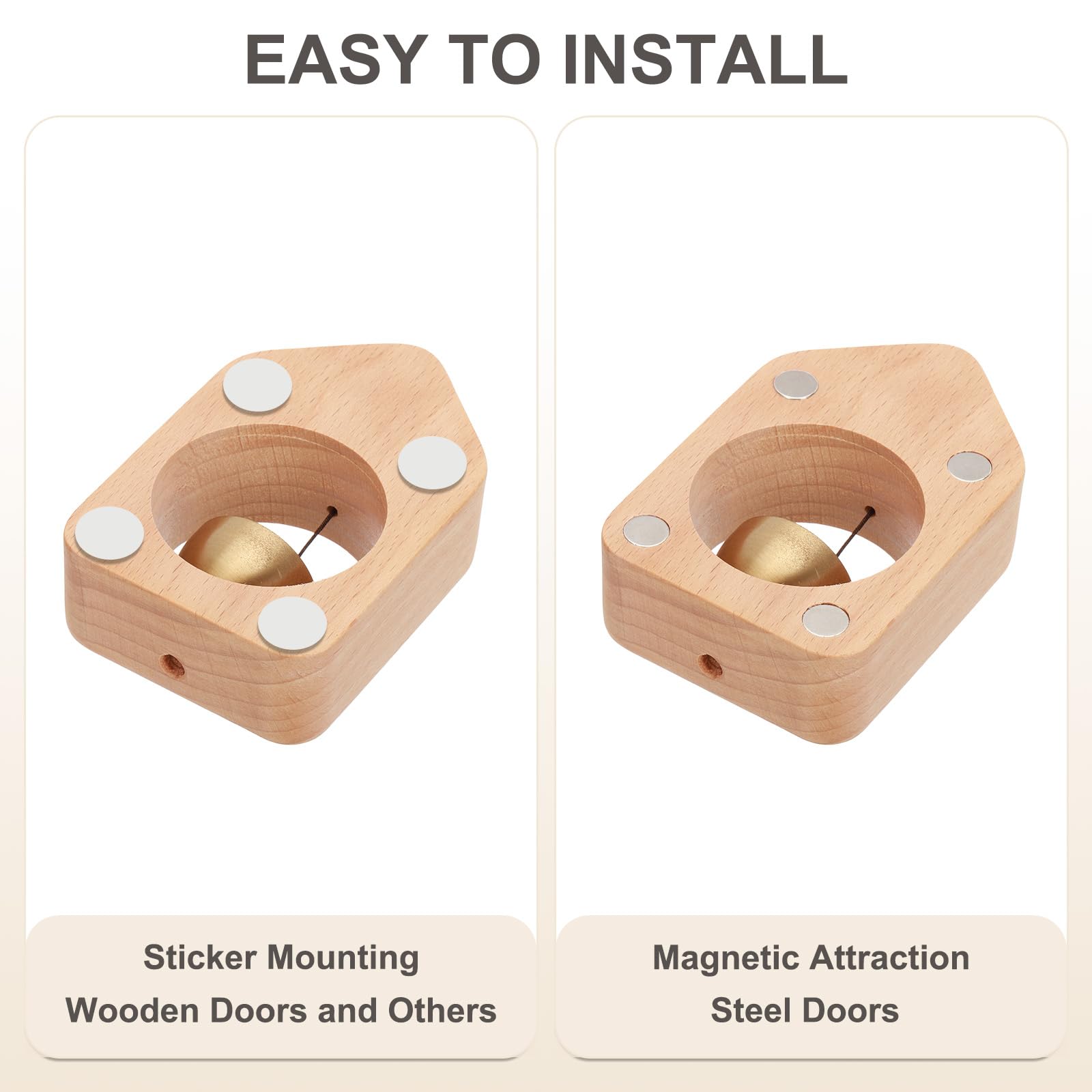 PATIKIL Magnetic Shopkeepers Bell for Door Opening Woodybeing Door Chime for Business Office Ornaments Hanging Decoration Entrance Fridge Sticker Beech (House) - Image 4