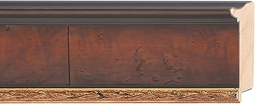 Miniatura 9 de Marco de madera maciza de nogal marrón con adornos dorados de 5 x 5 pulgadas, ancho de moldeo de 3 pulgadas, con plexiglás acrílico UV, respaldo de