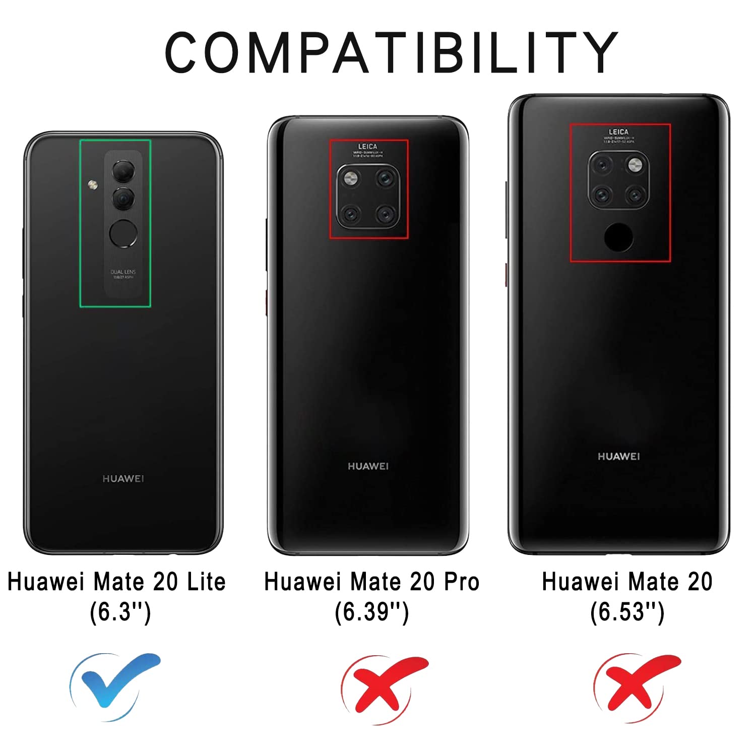 Custodia Portafoglio In Pelle PU Con Chiusura Magnetica Per Huawei Mate 20 Lite – Antiurto E Slot Per Carte – Nero