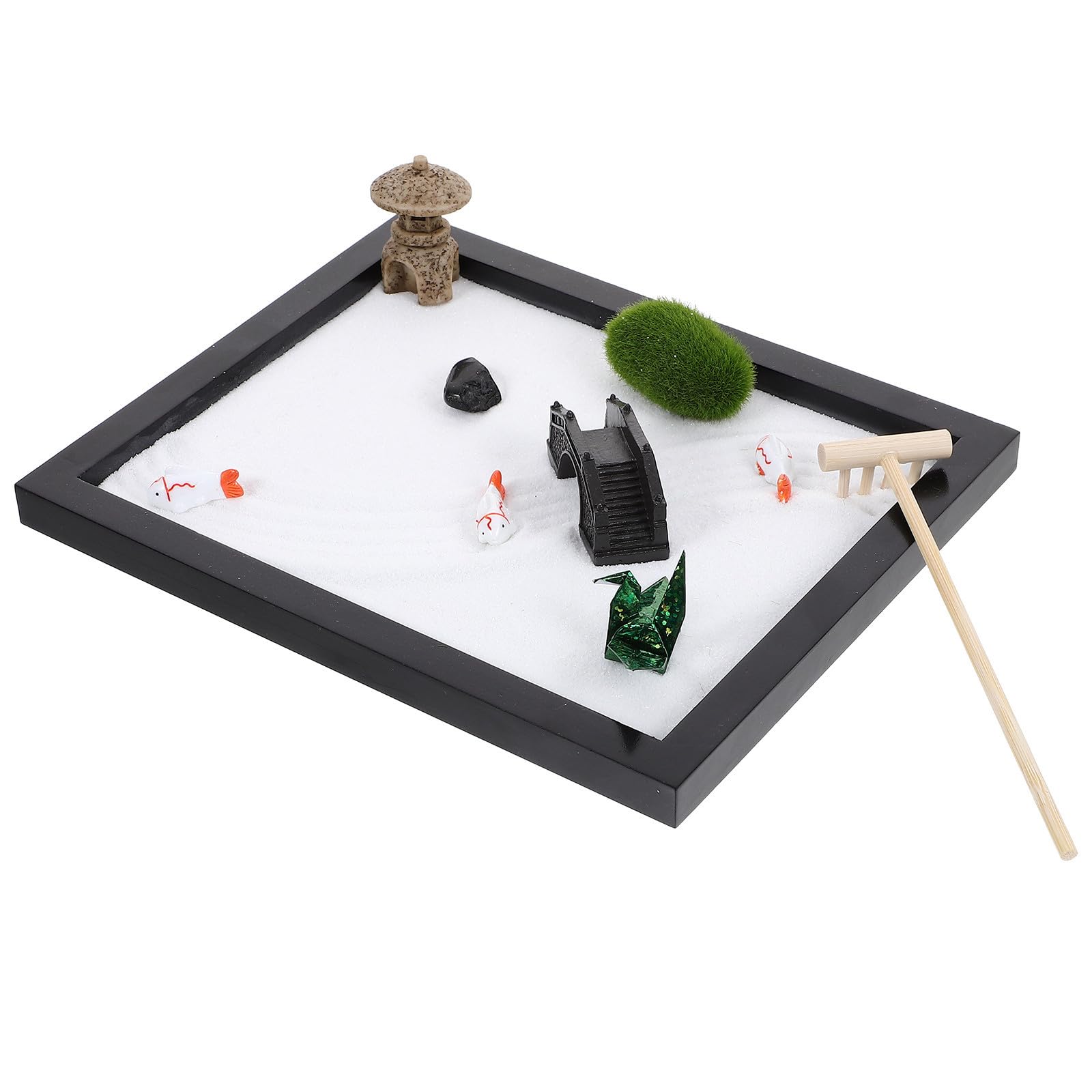 GALPADA Paisaje en Miniatura con Arenas, Mesa de Arena para Escritorio, Madera Negra, Juguete Antiestrés, Decoración de Mesa para Hogar y Oficina