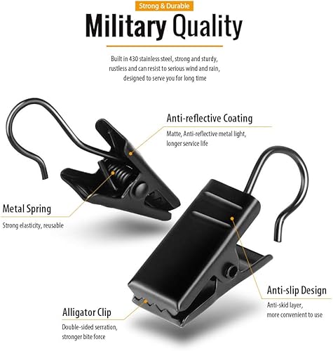 Miniatura 3 de Teenitor Paquete de 100 ganchos pequeños de cortina para tiras de luces al aire libre, clips de acero inoxidable para colgar ganchos de cortina para