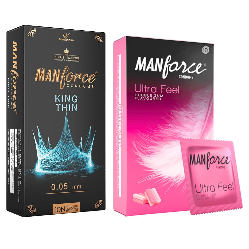 Manforce King Thin Ultra-Thin Unflavoured Condoms 10 Pieces & Manforce ultrafeel bubble gum flavoured Condoms 10 Pieces-image-15
