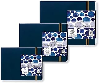 Zen Sangam Artists’ - Watercolor Art Journal Landscape Combo - 245 GSM - 20% Cotton Cold Pressed - (50 Pages) Each - Size (21x29.7cm, 14.8x21cm, 10.5x14.8cm) - Watercolour Book - Blue