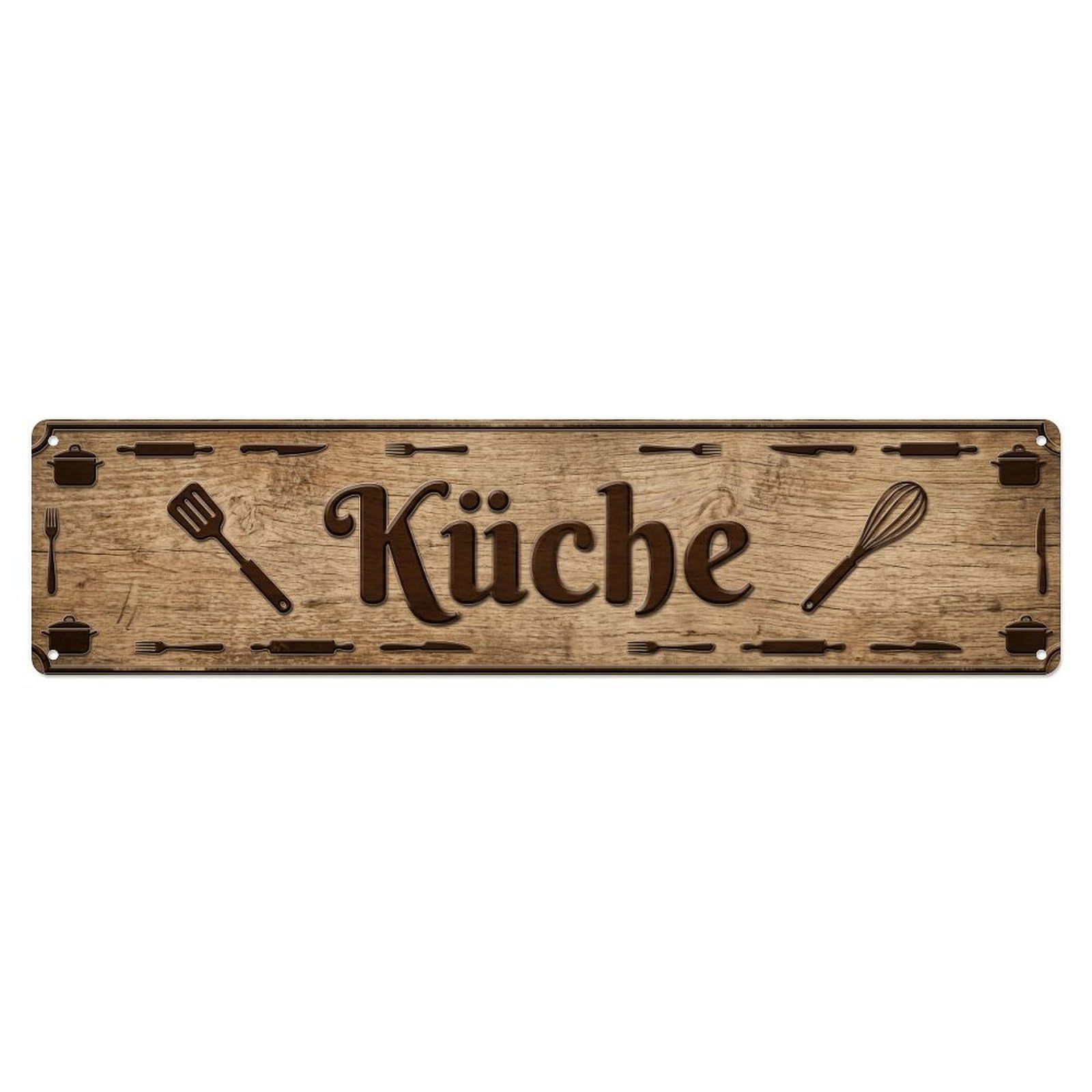 Kitchen Wooden Tools Vintage Preparation Space Vintage Metal Tin Sign Wall Decor for Cafe, Club, Garden Metal Poster 4x16Inch