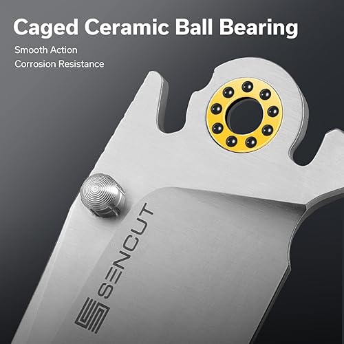 Miniatura 10 de SENCUT Sachse - Cuchillo plegable para EDC, mango negro G10 de satén 9Cr18MoV, cuchillo pequeño plegable con clip, cuchillo de transporte diario