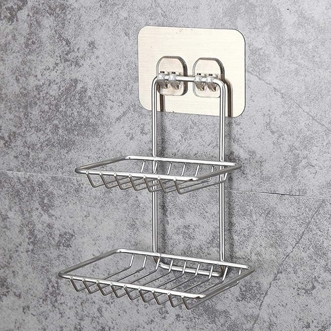 MISSLO Wall Mounted Double Layer soap Dish Holder Stainless Steel Wall