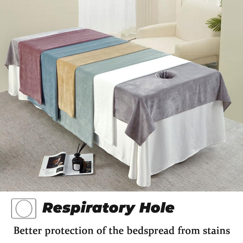 Morbuy Serviette Table de Massage, Super Doux Drap Table de Massage avec Trou Réutilisable Lavable Serviette, Housse de Table Cil pour Spa Beauté et Salon du Visage (Blanc,230x120cm)