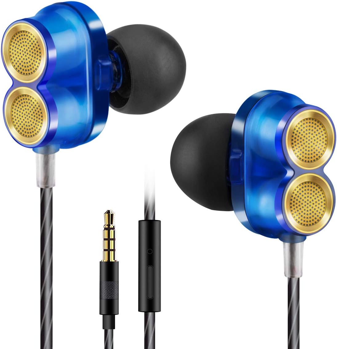 in Ear Earbuds, Diivoo Dual Driver in-Ear Headphones with Microphone Wired Earphones, Stereo Clear Sound Ear Buds Earphone for Apple iPhone iPad Laptop Samsung Android, Elegant Blue