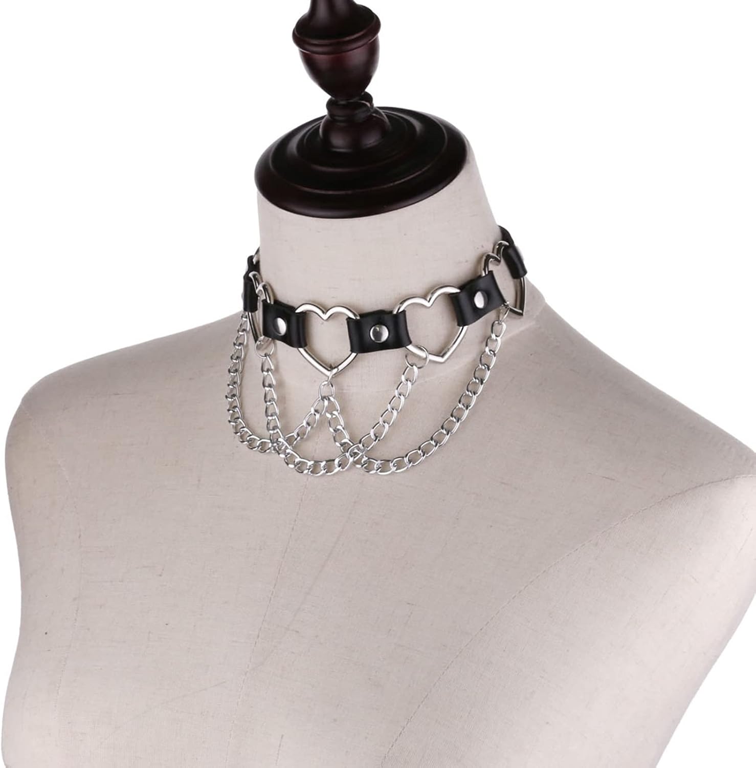 eYLun Women Goth Choker Punk Heart Leather Chain Collar Necklaces - Image 3