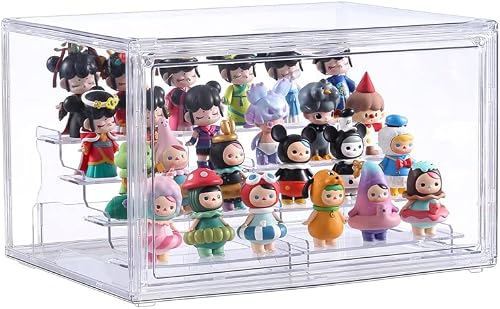 Clear Acrylic Display Case with Magnetic Door - 4 Tier Clear Display Stand，Dustproof Protection Showcase for Action Figures, Collectibles (Clear)