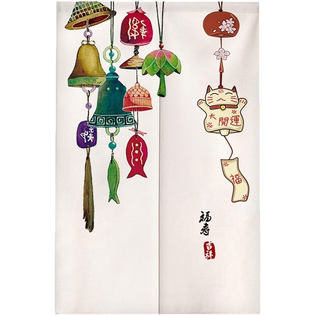 Rideau de porte long noren imprimé chat de fortune tapisserie suspendue deco