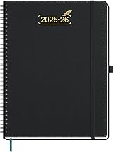 BEZEND Calendar 2026 Diary A4 1 Week 2 Pages, Weekly Planner from July 2025 to December 2026, Book Calendar Spiral Bound with PU Leather Soft Cover, Black