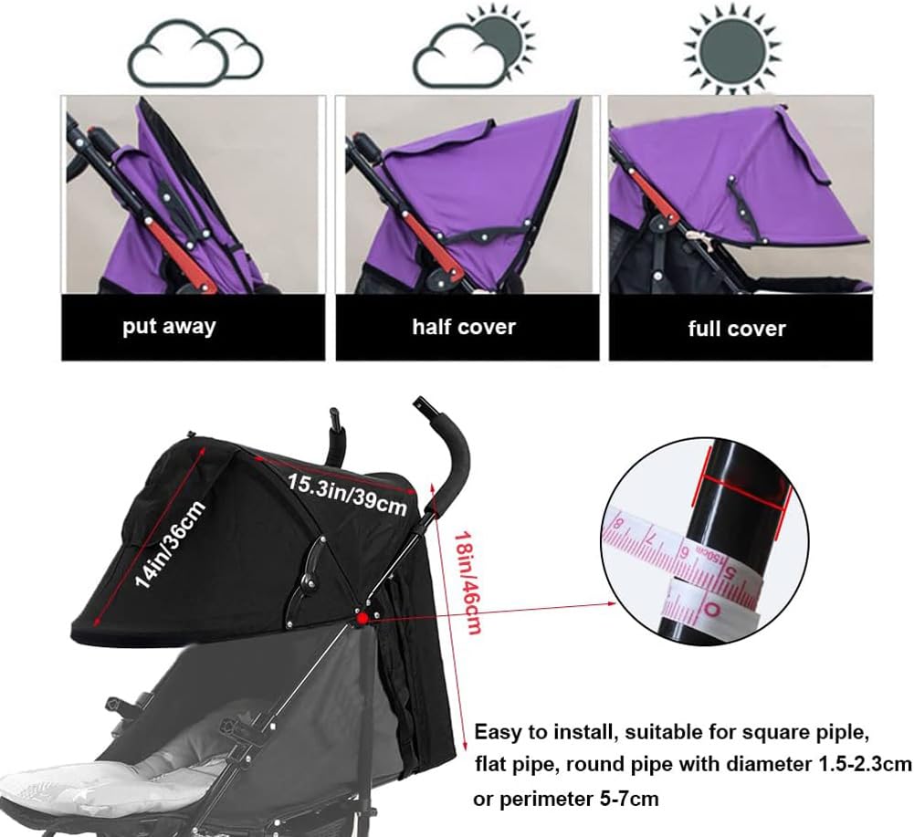 Toldo de verano para cochecitos de bebé, parasol para cochecito de bebé, cubierta solar UPF50+ para cochecito de bebé, protección UV, visera solar para niños pequeños, persiana opaca con bolsillos