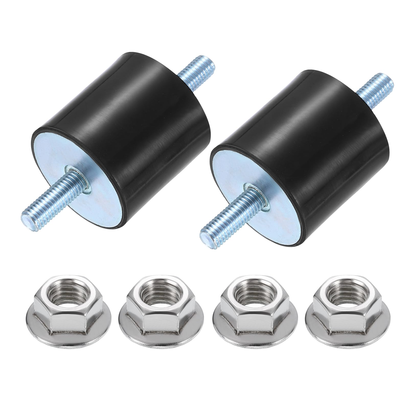 QUARKZMAN 2 Stück Gummipuffer M10 x 27mm, 50 x 50mm Gummifuß Mit Schraube Naturgummi Verzinkter Stahl Antivibrationspuffer für Luftkompressoren Pumpen Motoren Industriemaschinen