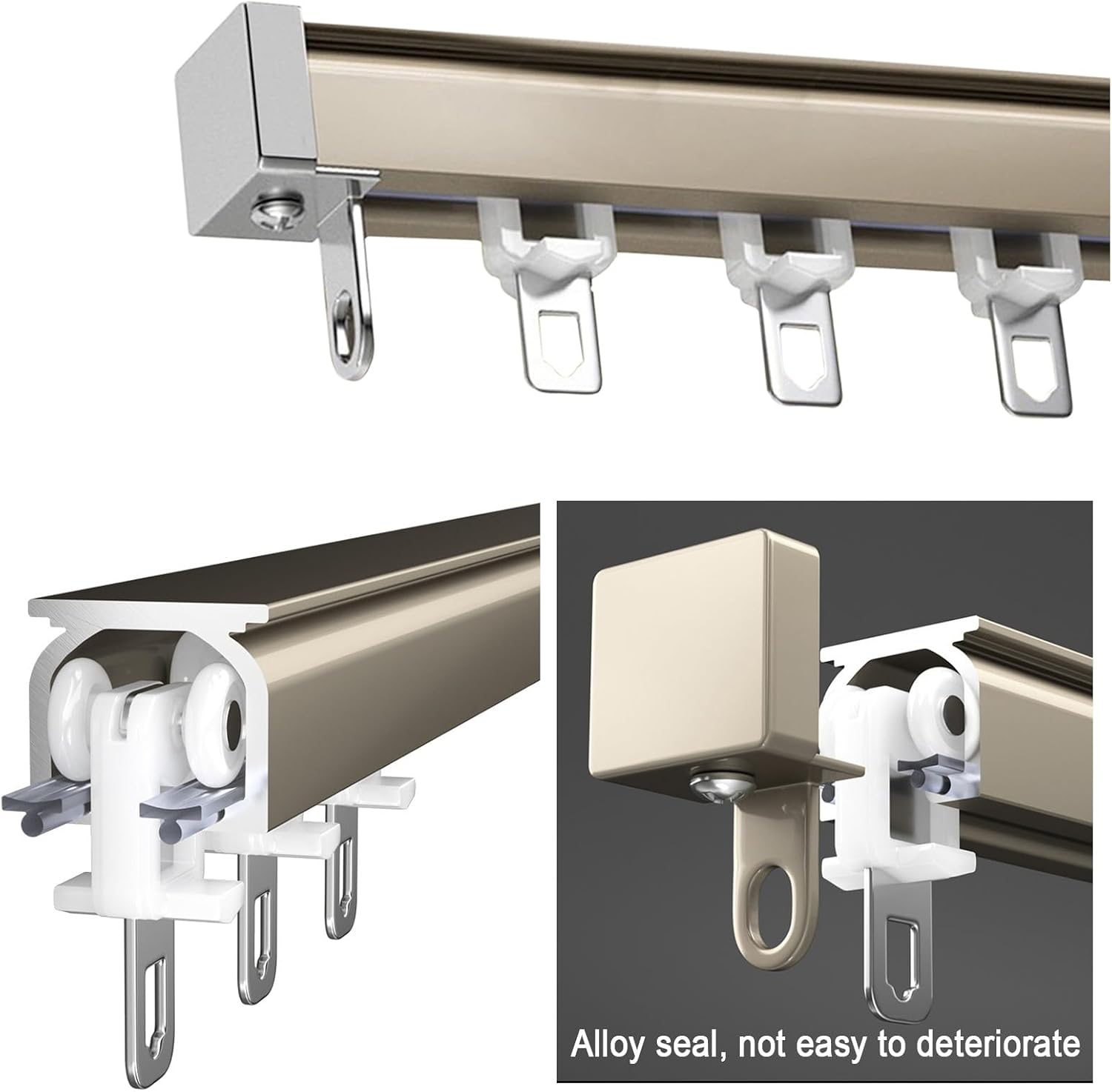 Ceiling Curtain Track Aluminium Curtain Rails 0.5m/1m/3m/6m, Not Easy To Rust, Multi-purpose Sliding Curtain Track System For Window Shower Bedroom Hospital Room Divider