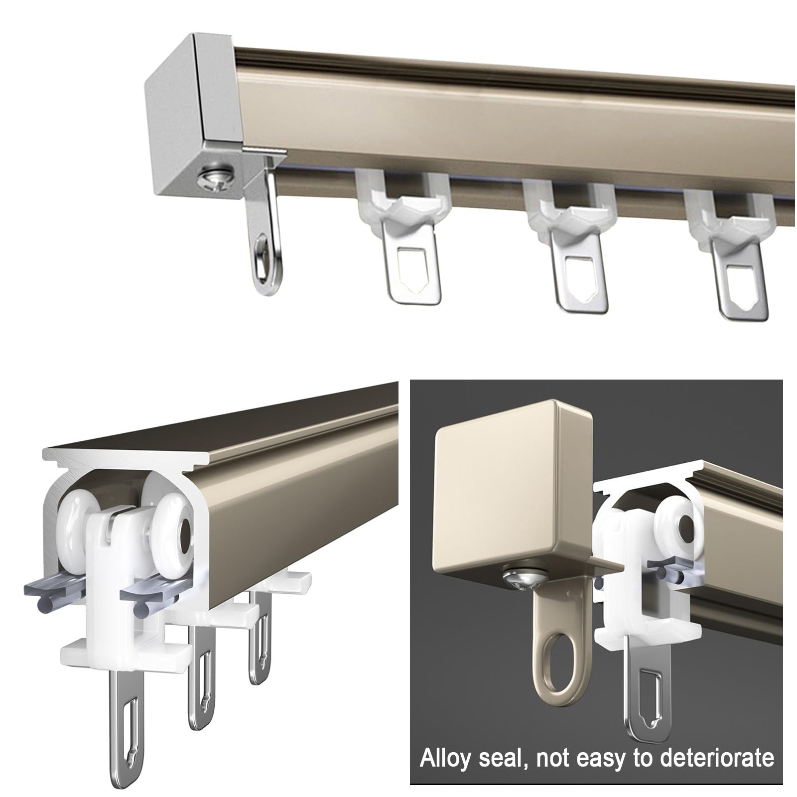 V3VOGUE Rail De Rideau De Plafond en Aluminium 0.5m/1m/3m/6m, Pas Facile À Rouiller, Système De Rail De Rideaux Coulissant Multi-usages pour Séparateur De Pièce Douche Salon Chambre