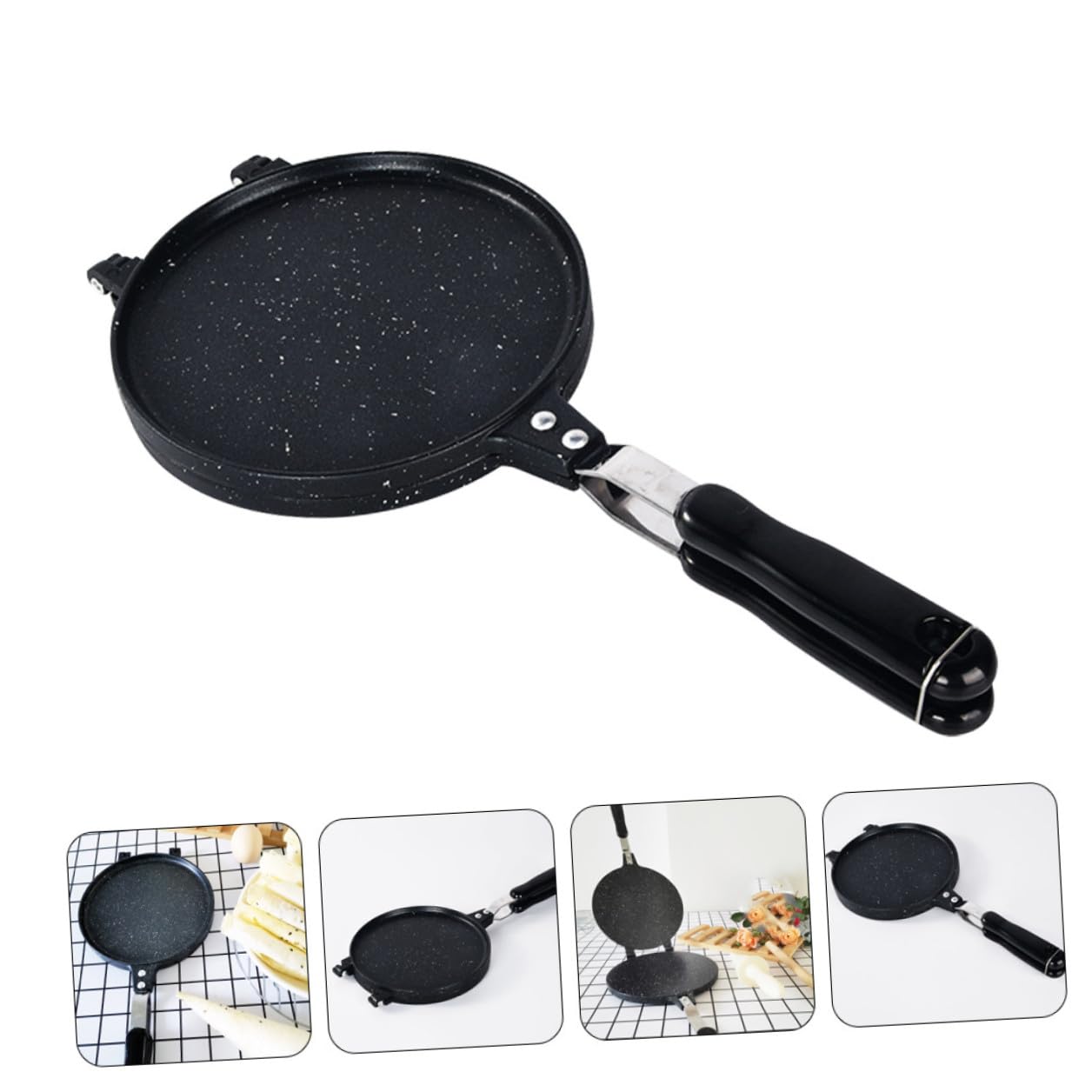VILLCASE Stampo Antiaderente Per Cottura Doppio Lato Macchina Per Waffle Domestica e Teglia Per Involtini Primavera Utensile Da Cucina Fondamentale Per Gas Adatto Per Preparazioni Casalingh