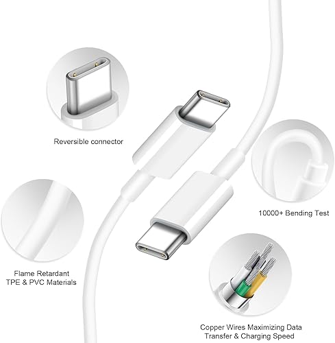 Miniatura 2 de Cargador para iPhone 15 de carga rápida certificado MFi - Paquete de 2 adaptadores de cargador de pared USB C de 20 W con cable de carga rápida tipo
