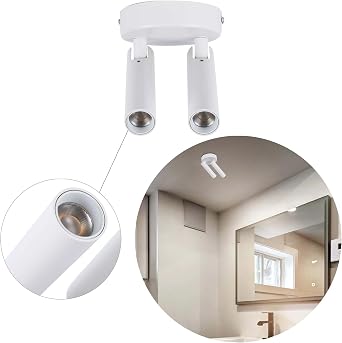 TEKLED Modern 2-Light Ceiling Spotlight | Adjustable White Cylinder Spot Lamps | Contemporary Indoor Lighting | Surface Mounted | IP20 Integrated LED [Energy Class A++]