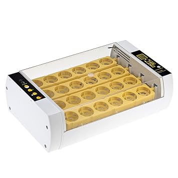 Zhangxi Digital Egg Incubator 24 Eggs Auto Temperature Control Auto Egg Turning Alarm Function LED Light for Observing Grow Au ATIC Poultry er for Chi ens Du s Quail Birds 220V EU Plug