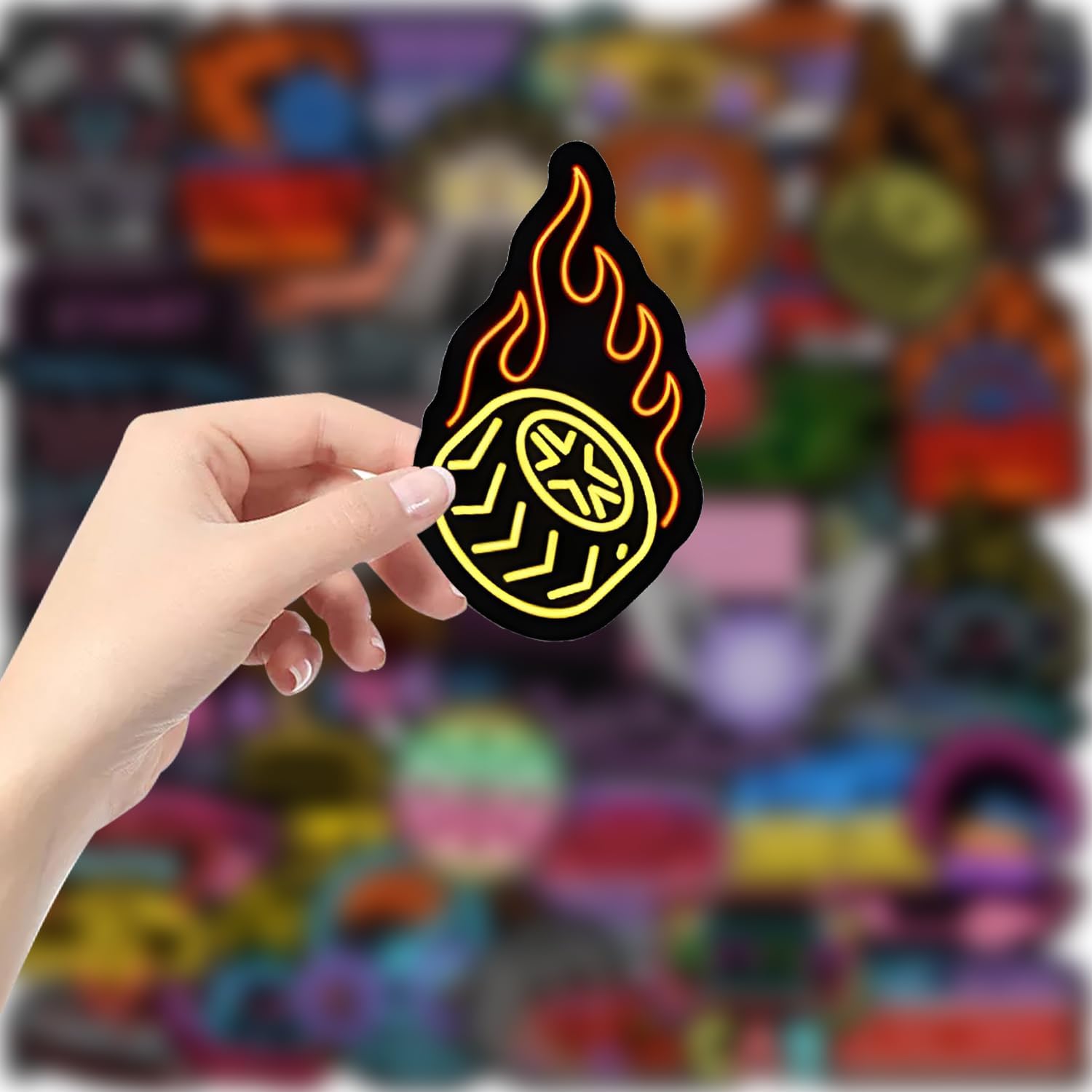 120PCS Neon Race Car Stickers, Race Car Party Favors Supplies Wheels Birthday Party Decorations Racing Decor Racing Car Stickers for Water Bottle Laptop Skateboard Computer Phone Bike Luggage