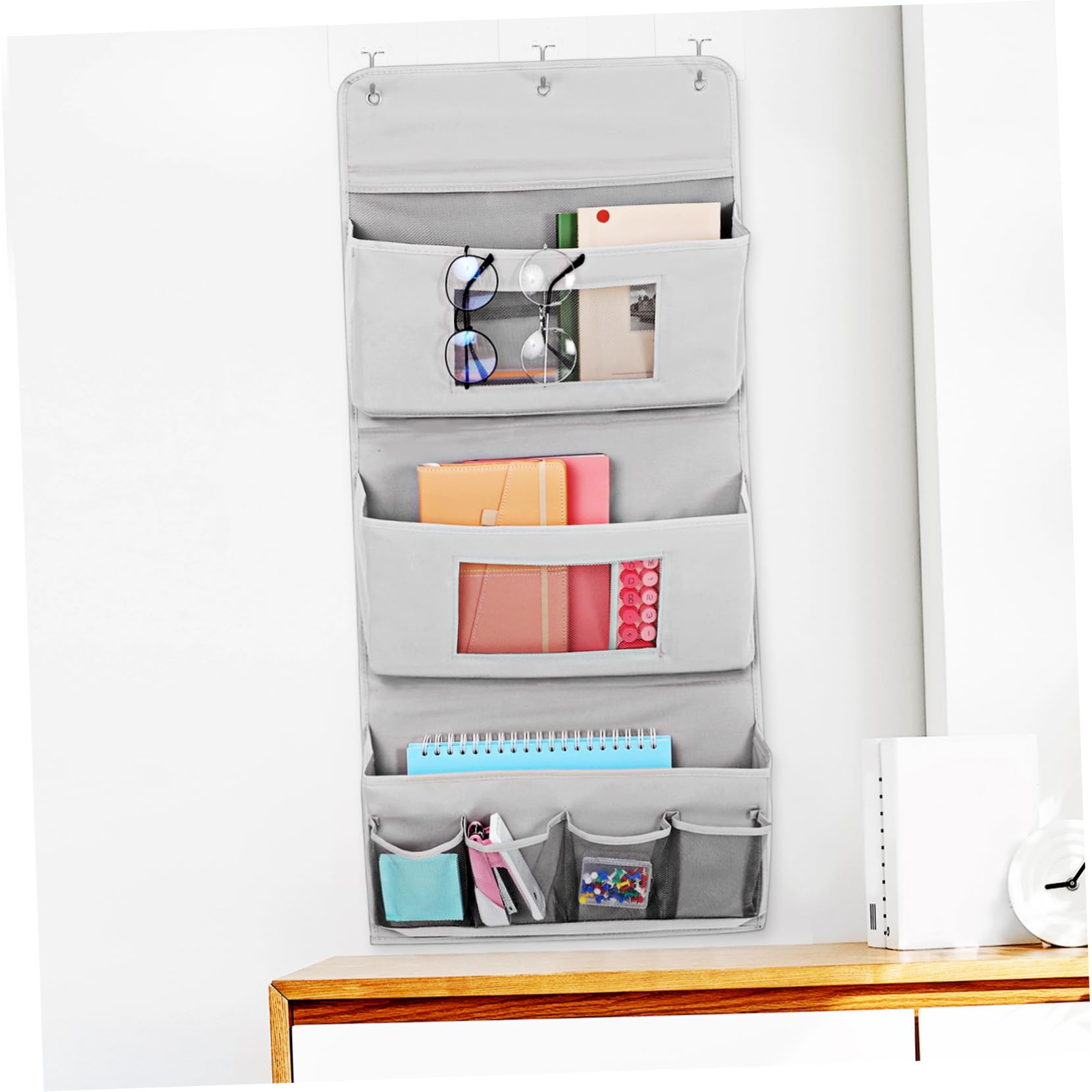 ULTECHNOVO Organizer da Porta Grigio, Tasche Multiple di Varie Dimensioni, Salvaspazio e Lavabile, per Cosmetici e Piccoli Oggetti in Camera da Letto