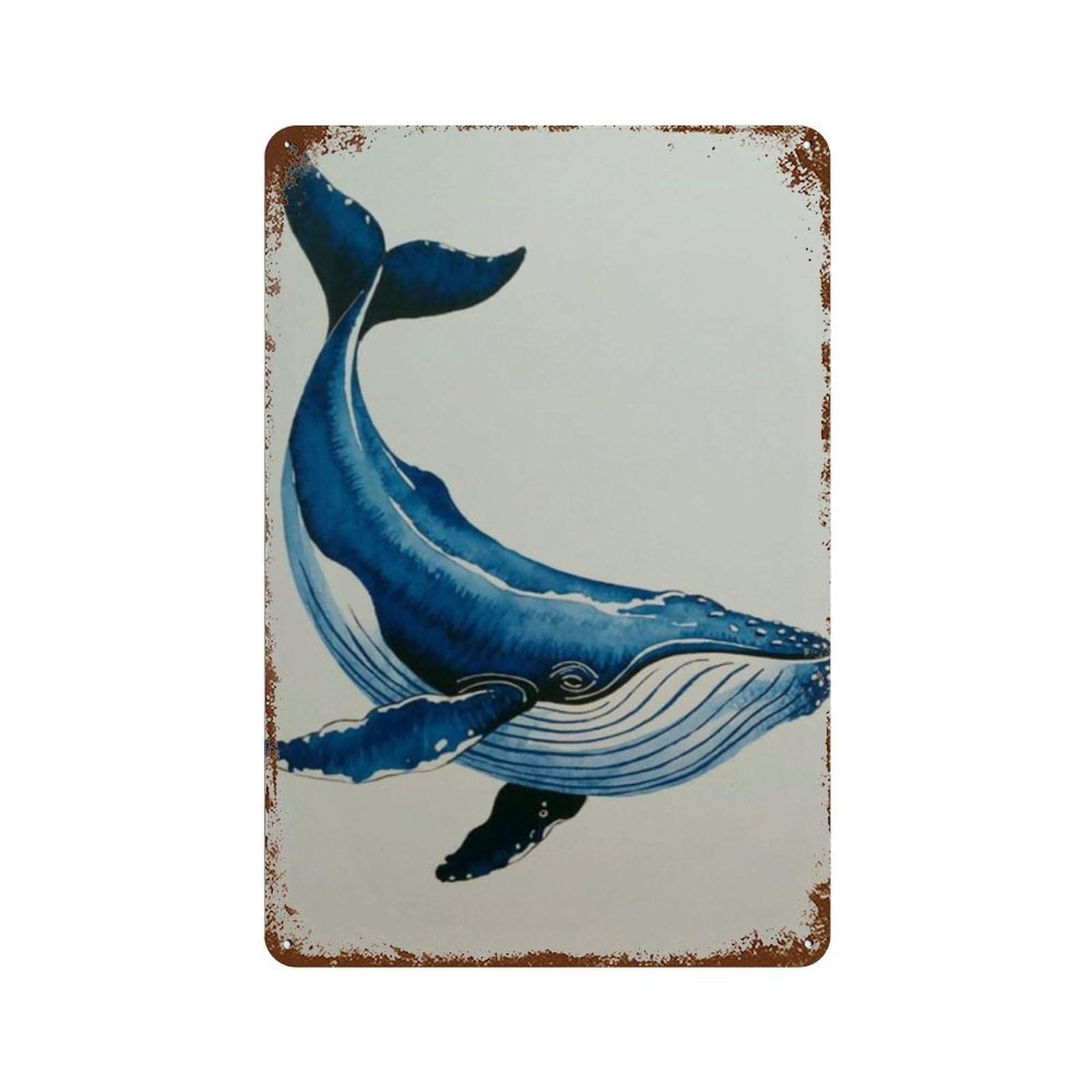 xiaoxiaoshen Blue Whale Ocean Coastal Nautical Marine Life Sea Creature Work Beach House Wall Decor Art Metal Tin Poster Modern Home Decor Art Home Bar Shop Decorations Vintage Sign 30x20cm
