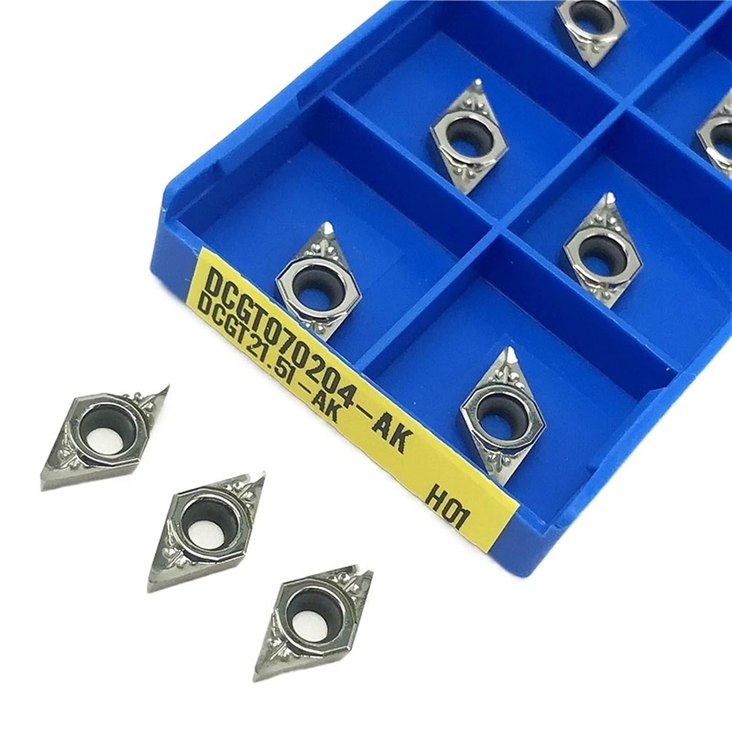 Indexable Carbide Lathe Tool 10PCS DCGT070204 AK H01 Aluminum Turning Tool Carbide Lathe CNC Insert Cutting(DCGT070204 AK H01)