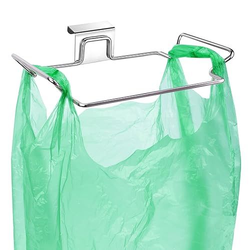 Miniatura 8 de OYSIR Soporte grande de acero inoxidable para bolsas de basura para armarios de cocina, puertas y armarios, color negro
