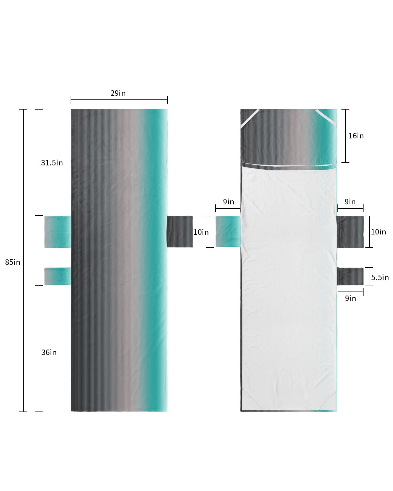 Teal Frey Beach Pool Patio Lounge Chaise Chair Cover Towel with Pockets,Absorbent & Quick Dry Microfiber Towel Cover Bag Summer Travel Accessories for Sunbathing Ombre Striped Abstract Modern Art