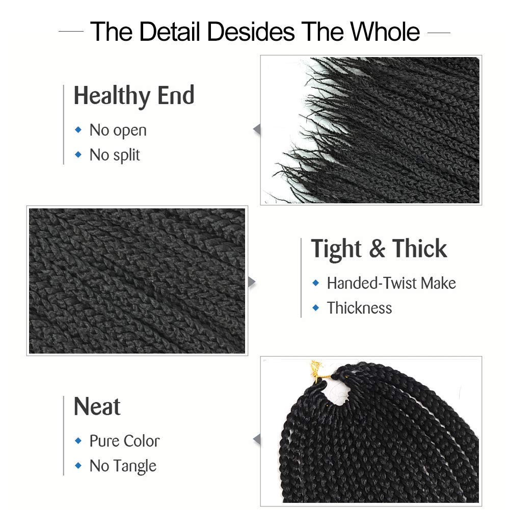 7 confezioni all'uncinetto Braids Meches extension capelli naturali per trecce africane parrucca nera parrucca donna naturale treccia africana donna (35,6 cm(confezione da 7), #1B)
