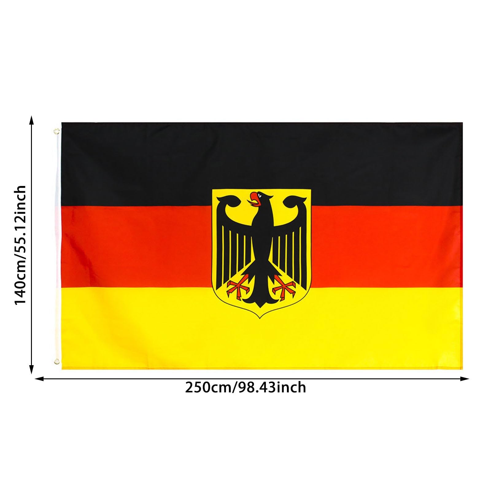 Banners Emblema Alemán para Exhibición Nacional Duradero con Clásico para Hogar o Eventos Alemania con Calidad Gruesa 2 Ojales 150 X 250 cm