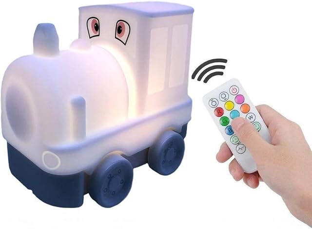 Tekemai Night Light for Kids, USB Rechargeable Nursery lamp, 9 Colors-Changing Baby Night Light, Eye-Caring, Remote & Touch Control Adjustable Brightness Night Light, Girl and boy Gift - Train