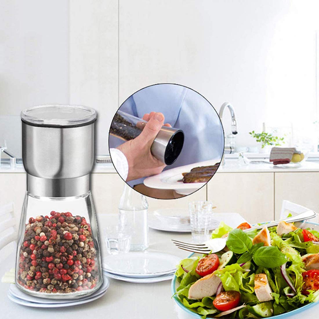 Set Macina Sale E Pepe In Acciaio Ramato - Macinini Con Regolazione Grana E Coperchio Magnetico - Foto 7