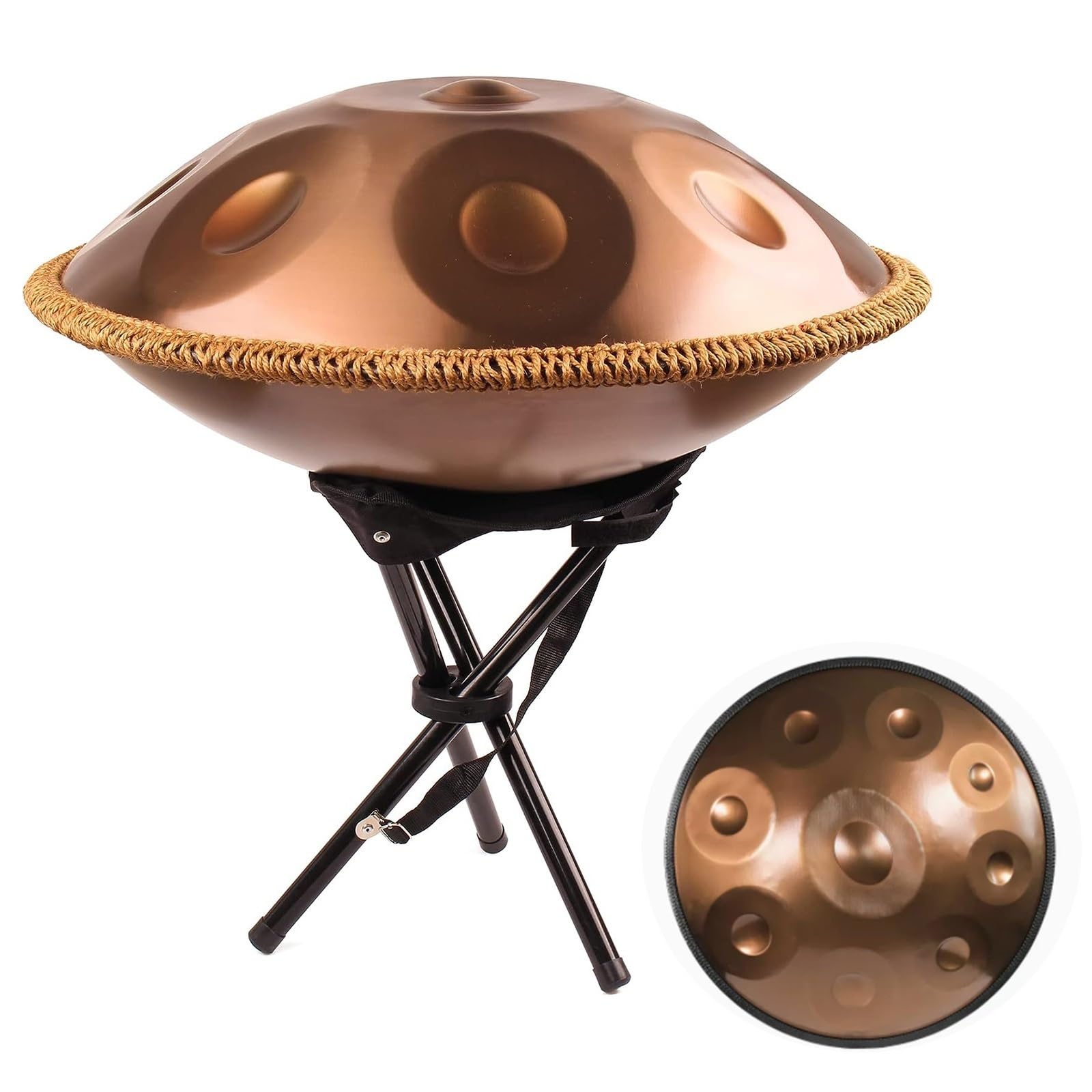 ORANGES Handpan 432hz 440hz Steel Hand Drum Instrument In D Minor 22inch Handpan Drum Set With Bag 9 Notes 12 Notes For Audio Production Adults(440Hz,9 notes)