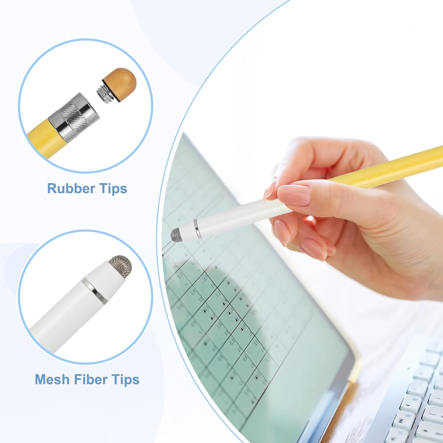PATIKIL 4 Pcs Stylus Pens for Touch Screens, 2 in 1 High Sensitivity Universal Pen Capacitive Stylus for Phone Tablets Laptop Touch Screen Devices, Yellow Pink