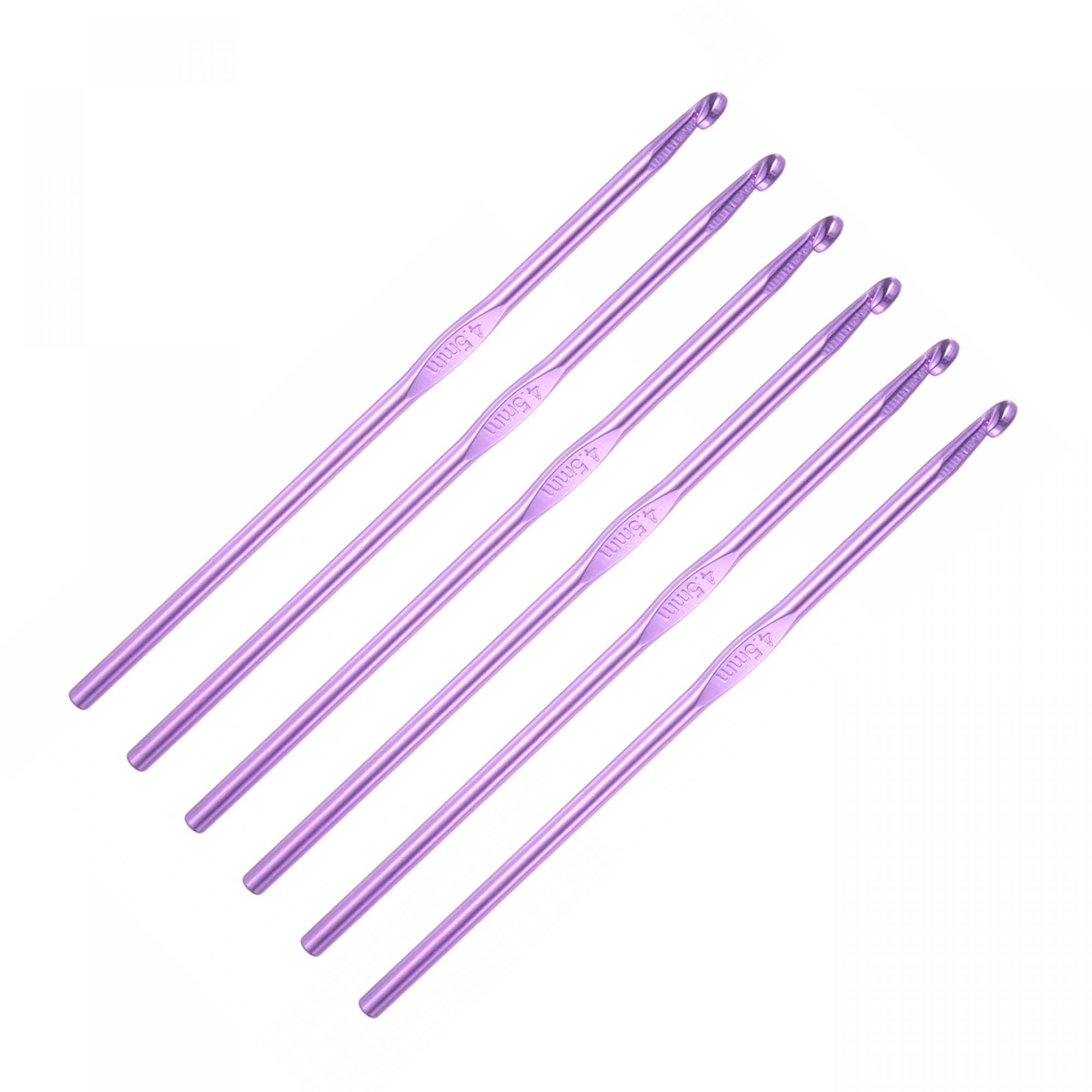 Unifizz 6Pcs 4.5mm Aluminum Crochet Hooks Knitting Needles for DIY Craft Yarn