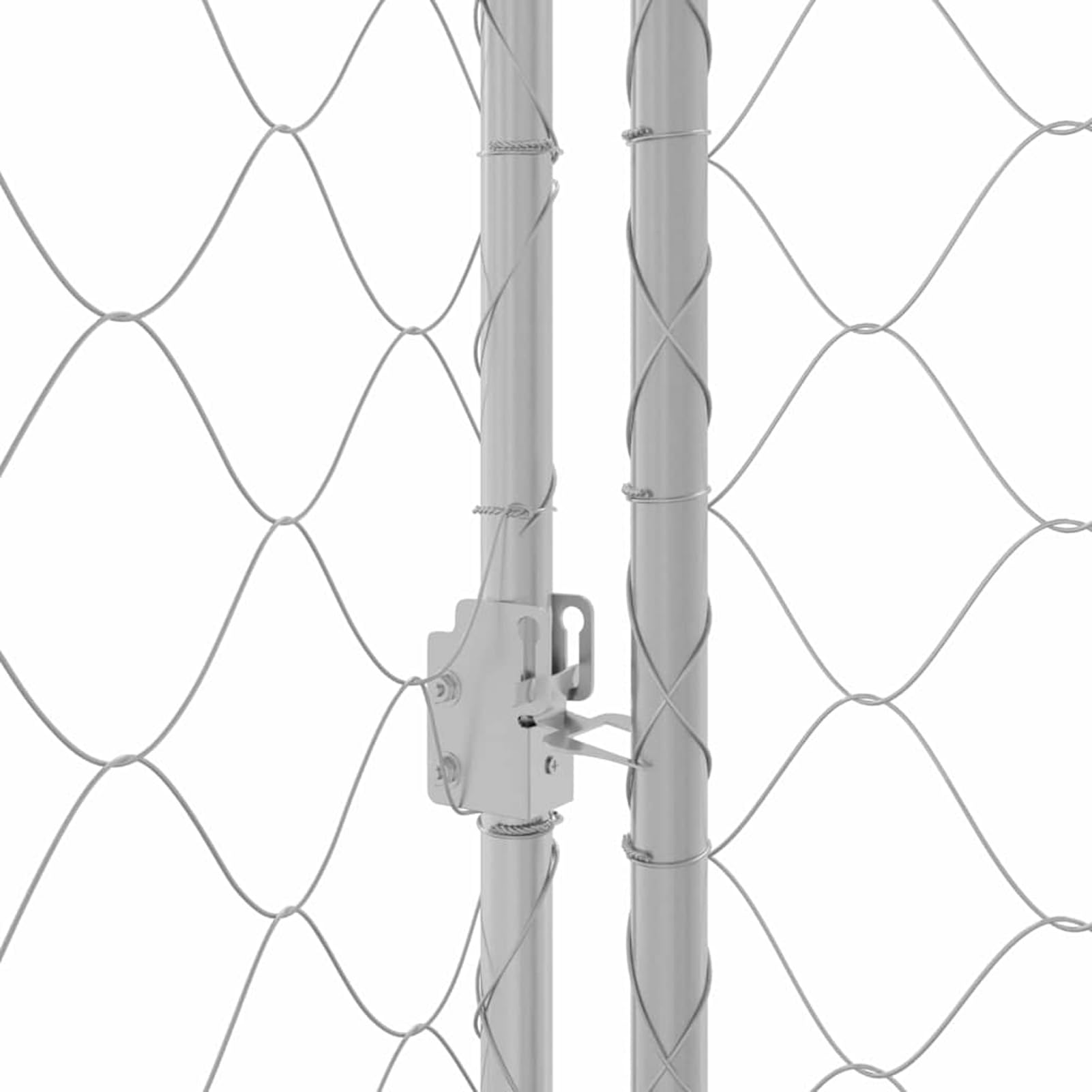 Hundekäfig mit Dach und Türen Silber 400 x 200 x 256 cm, UV- & Wasserdicht Hundezwinger Freilaufgehege für große Hunde Garten Outdoor, Verzinkter Stahl