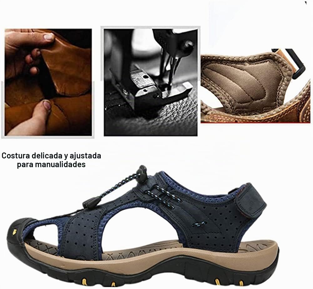 Asifn Sandalias Deportivas Hombres Seguridad Verano Exterior Senderismo Zapatos Trekking Casual Zapatos de Cuero Sandalias de Playa